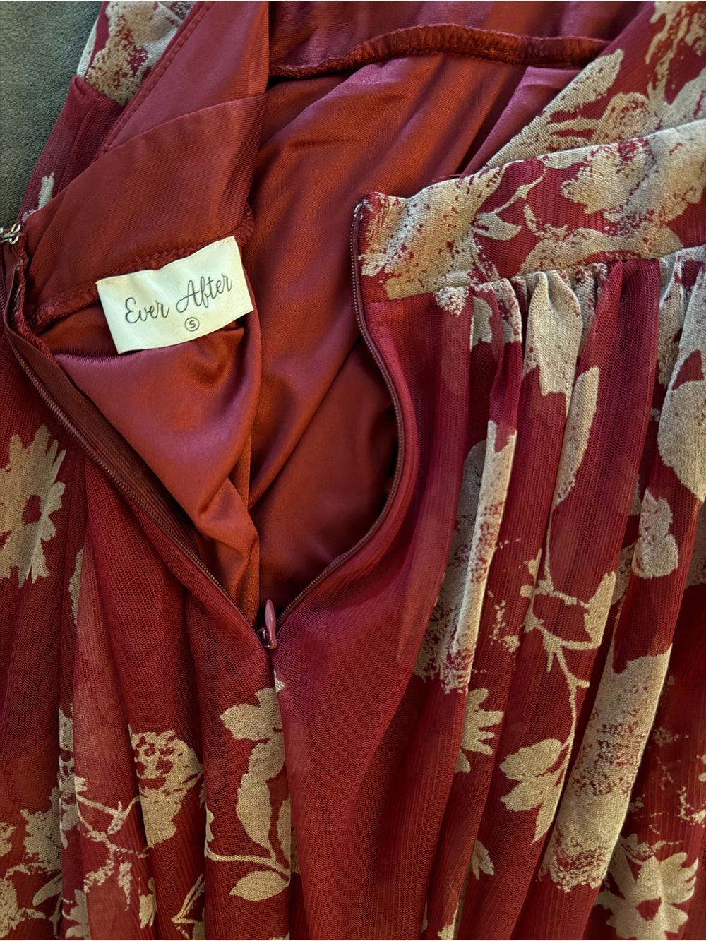 Ever After Red Floral Maxi Dress with Crisscross Back perfect for a dressy event - Picture 2 of 15